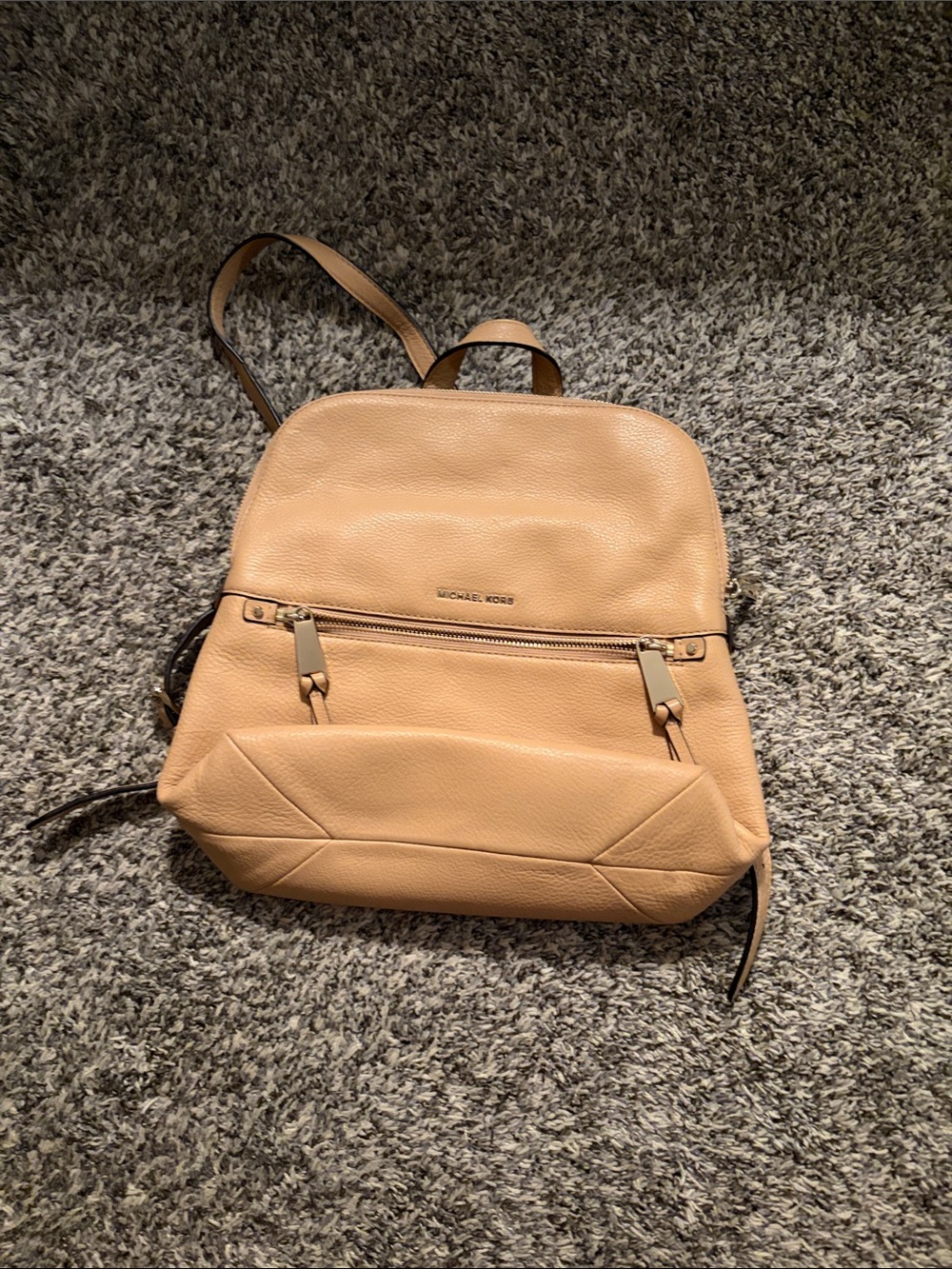 Michael Kors Pebbled Leather Backpack — Beige/Tan